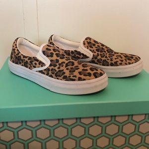 Canvas leopard slip on sneakers (8.5) - worn once